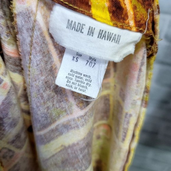 Vintage Made in Hawaii XS Hawaiian Wing Sleeve Abstract Geo Pattern Hostess Gown - Picture 11 of 12